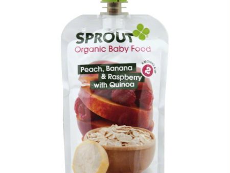 Sprout 2 (6 Months & Up) Banana & Raspberry with Quinoa Peach Organic Baby Food, 4 Oz (Pack of 10) on Sale