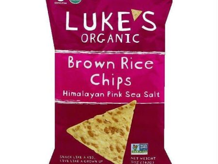 Lukes Himalayan Pink Sea Salt Brown Rice Chips, 5 OZ (Pack of 12) Hot on Sale