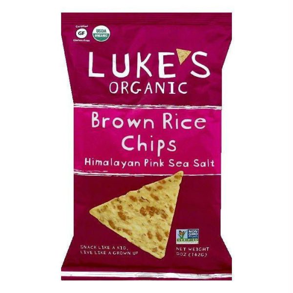 Lukes Himalayan Pink Sea Salt Brown Rice Chips, 5 OZ (Pack of 12) Hot on Sale