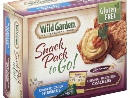 Wild Garden Original Multi-Seed Crackers Roasted Garlic Hummus to Go! Snack Pack, 2.26 Oz (Pack of 6) Supply