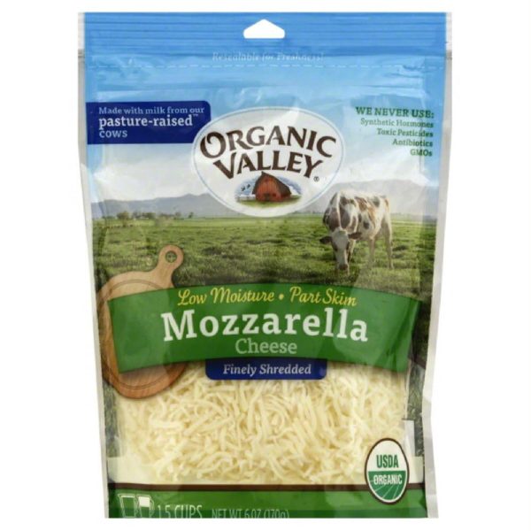 Organic Valley Mozzarella Finely Shredded Cheese, 6 Oz (Pack of 12) on Sale