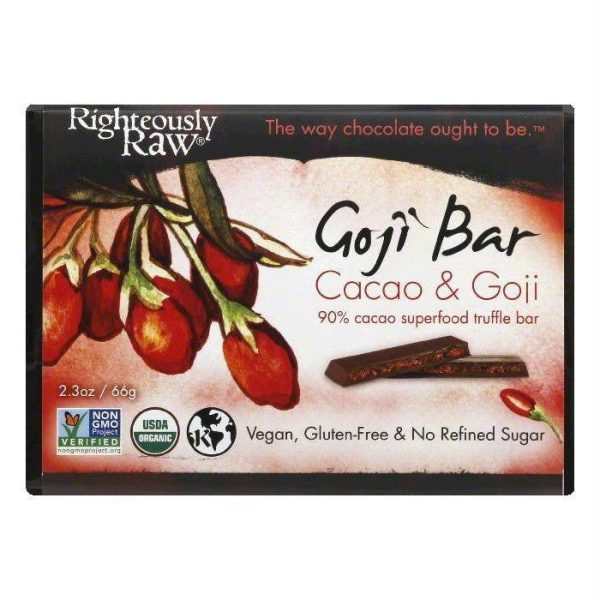 Righteously Raw Cacao & Goji Goji Bar, 2.3 OZ (Pack of 12) Discount