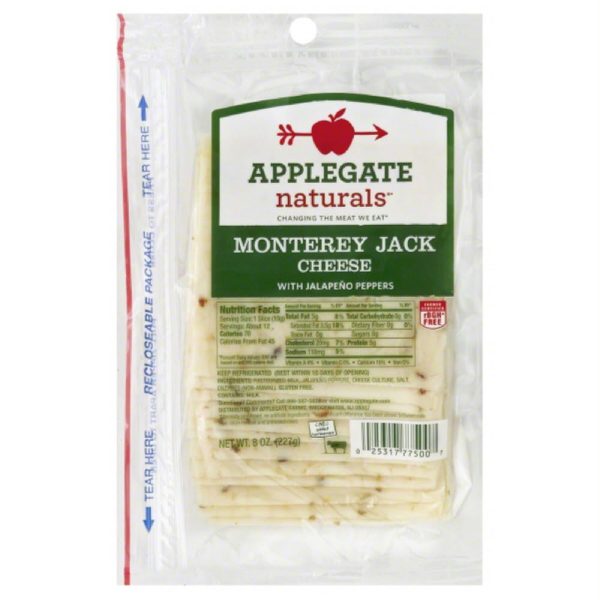 Applegate Monterey Jack Cheese Slices with Jalapeno Peppers, 8 Oz (Pack of 12) Online Hot Sale