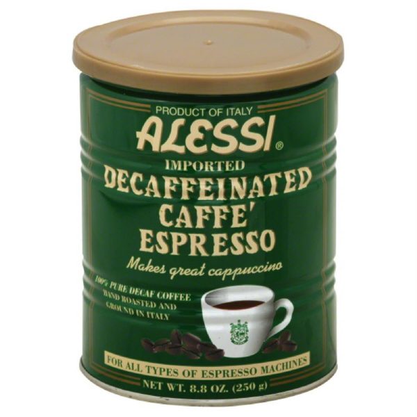 Alessi Decaffeinated Caffe Espresso 100% Pure Coffee, 8.8 Fo (Pack of 6) For Sale