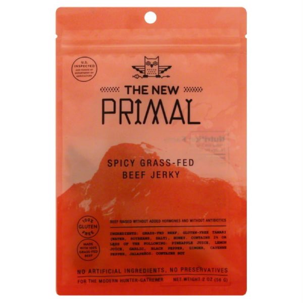 New Primal Spicy Grass-Fed Beef Jerky, 2 Oz (Pack of 8) Sale