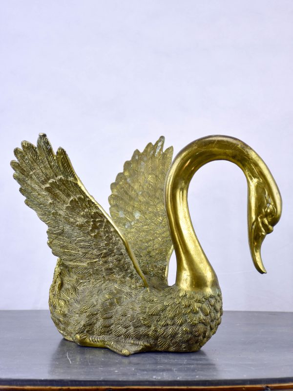 Vintage French sculpture of a golden swan Online