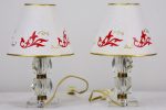 Pair of miniature mid-century table lamps with glass base Online