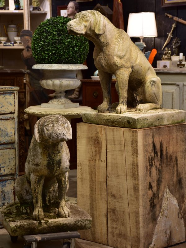 Pair of vintage French garden sculptures - dogs Supply