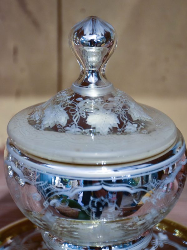 Antique French mercury glass sugar bowl Discount