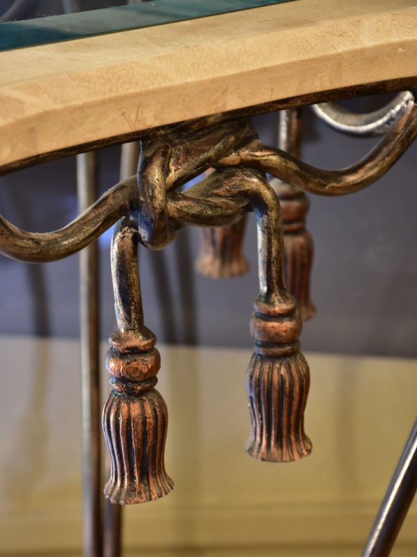 Vintage side table with glass and marble top For Discount