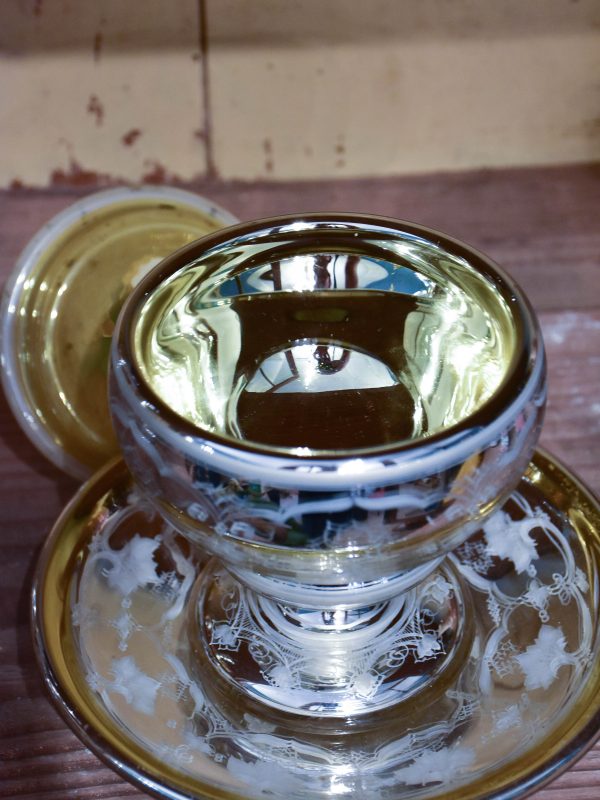 Antique French mercury glass sugar bowl Discount