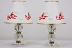 Pair of miniature mid-century table lamps with glass base Online