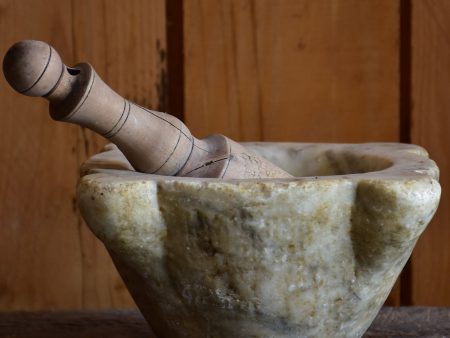 Antique French marble mortar and pestle 10¼” Online now