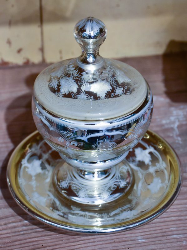 Antique French mercury glass sugar bowl Discount