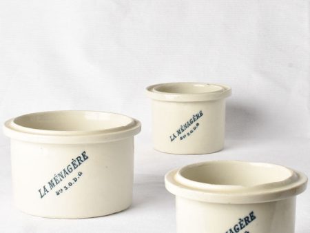 Collection of three antique French stoneware preserving pots on Sale