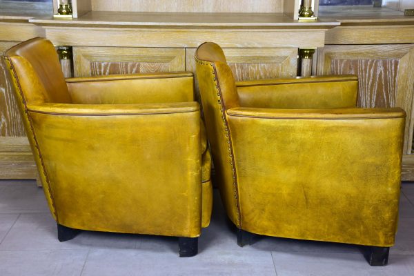 Pair of vintage French leather club chairs Online Hot Sale