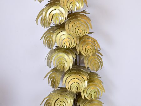 Large mid-century floor lamp with gold leaves, Maison Jansen Discount