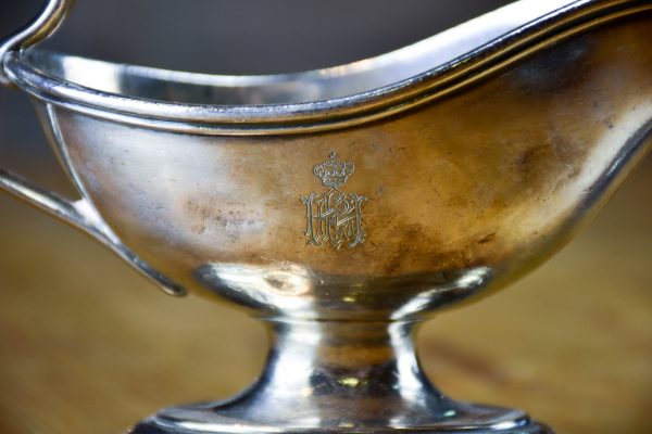 Two antique French sauce boats with monogram For Discount