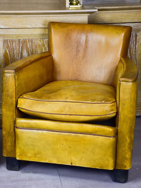 Pair of vintage French leather club chairs Online Hot Sale