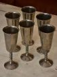 Six vintage pewter champagne glasses Supply