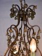 Antique Italian chandelier with glass pendants For Sale