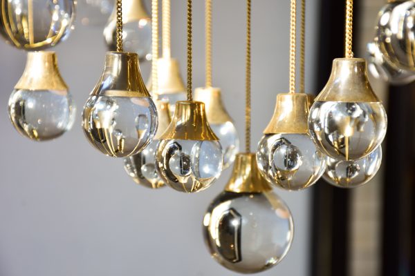 Brass and crystal Sciolari chandelier Supply