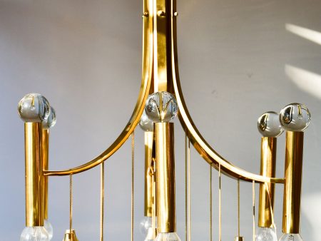 Brass and crystal Sciolari chandelier Supply