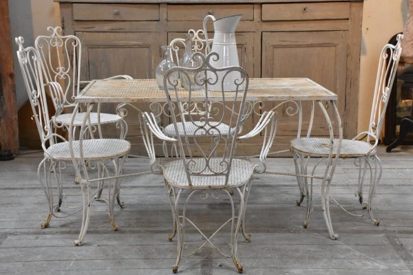 1940s white garden table setting For Cheap