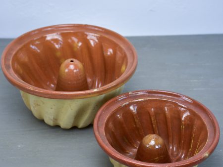 Two antique French terracotta Gugelhupf cake moulds Supply