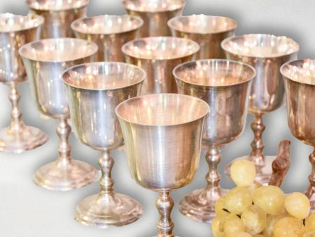 Set of 12 French silver plated wine glasses Hot on Sale