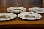 11 French faïence earthernware plates with country scene Cheap