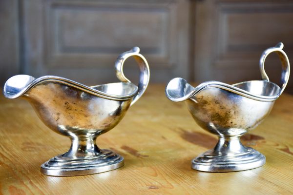 Two antique French sauce boats with monogram For Discount