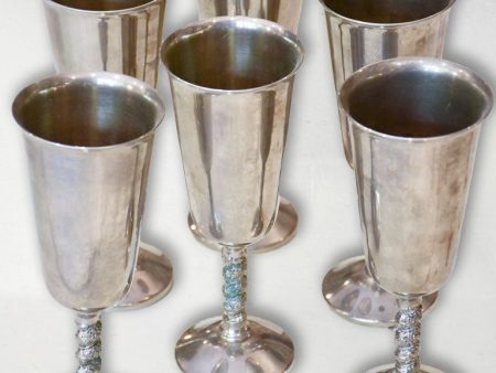 Six vintage pewter champagne glasses Supply