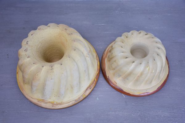 Two antique French terracotta Gugelhupf cake moulds Supply