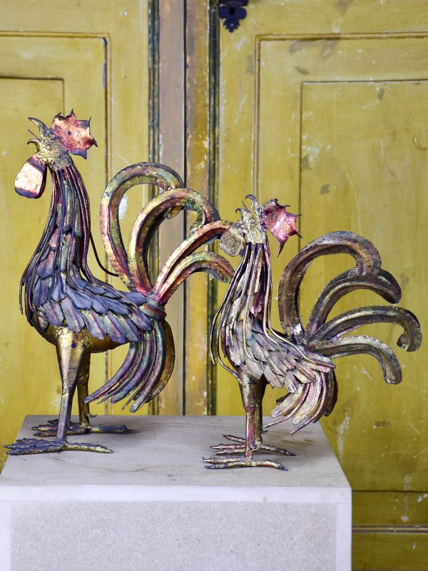 Two artisan-made French roosters - 1960 s For Sale