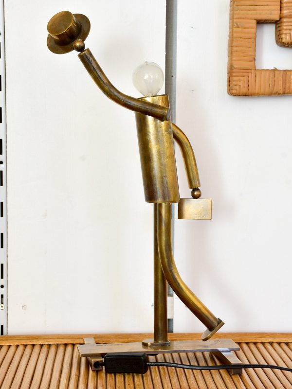 Vintage bronze lamp - walking man sculpture For Cheap