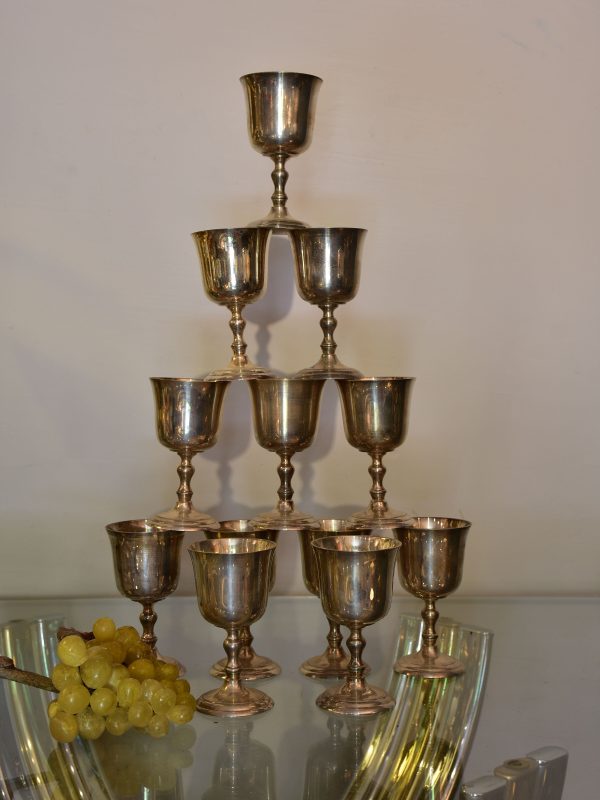 Set of 12 French silver plated wine glasses Hot on Sale