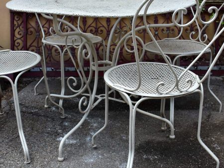 Vintage French garden table with four chairs Supply