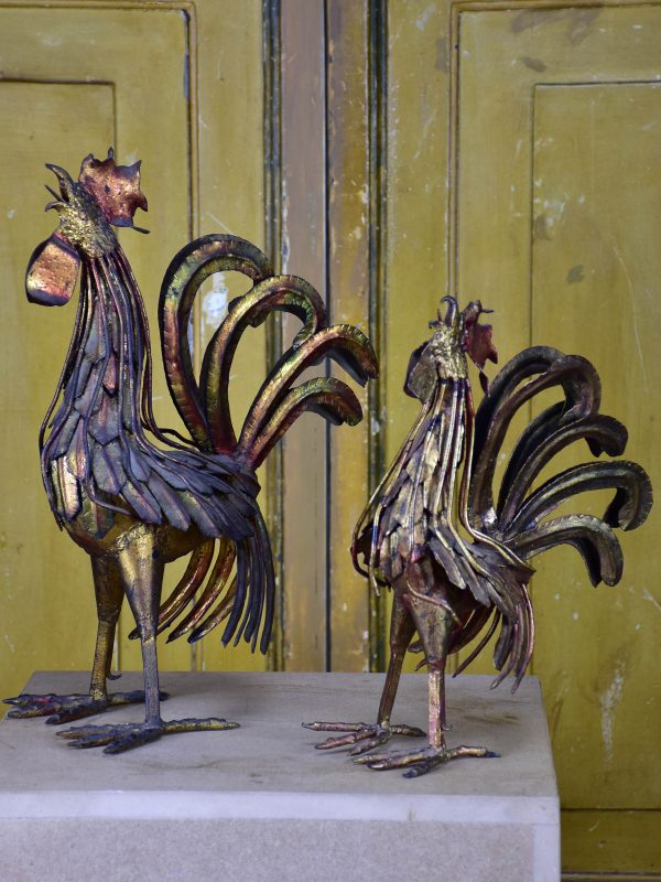 Two artisan-made French roosters - 1960 s For Sale