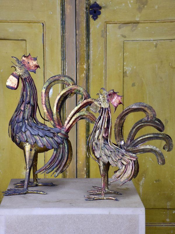 Two artisan-made French roosters - 1960 s For Sale