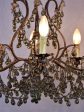 Antique Italian chandelier with glass pendants For Sale