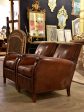 Pair of French leather club chairs from the 1930 s with stud detail Hot on Sale