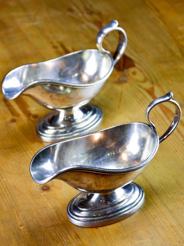 Two antique French sauce boats with monogram For Discount