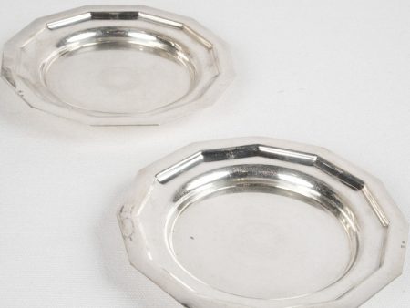 Pair of vintage French bottle coasters - silver-plated 6¼   Hot on Sale