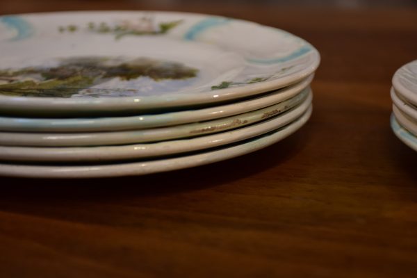 11 French faïence earthernware plates with country scene Cheap