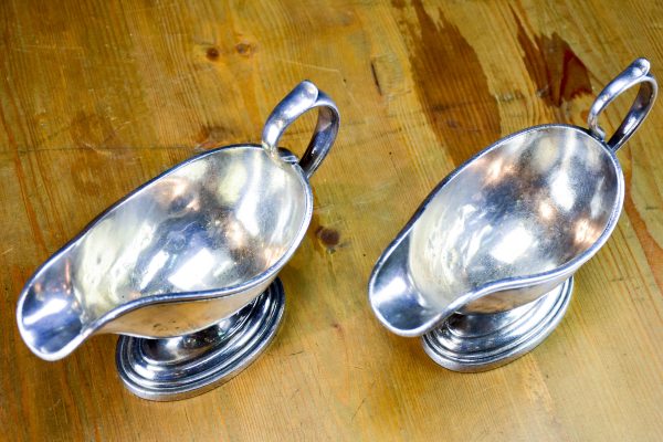 Two antique French sauce boats with monogram For Discount