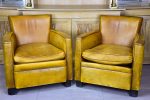 Pair of vintage French leather club chairs Online Hot Sale