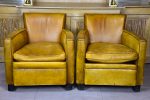 Pair of vintage French leather club chairs Online Hot Sale