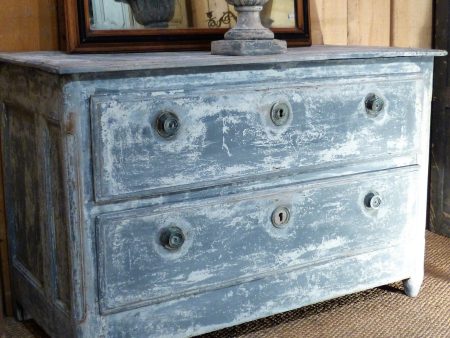 18th century French commode with blue patina For Sale