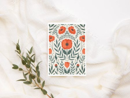 Floral Poppy Greeting Card, Floral Birthday Card For Cheap